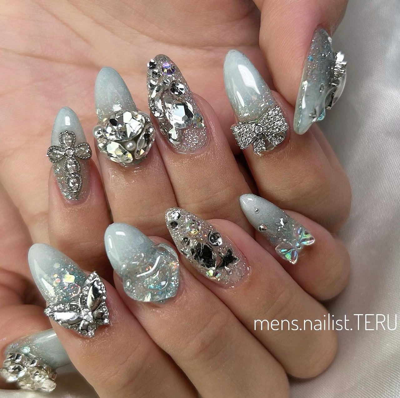 夏/キラキラ/ブルー/シルバー - 大阪北堀江Nail Salon ETERNALのネイル
