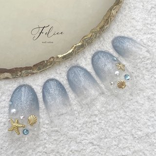 おすすめ順｜シェル(貝殻)/#ブルーグラデーションのネイルデザイン