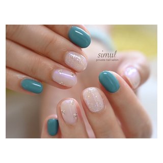 大人ターコイズ♪~7月定額デザイン~ ・
▪️leafgel_premium 351
▪️irogel E-31
▪️ラメd
・
#大人カジュアルネイル 
#シンプルネイル 
#ターコイズカラーネイル 
#7月定額デザイン 
#キラキラ夏ネイル 
#シンプルカジュアル得意なサロン 
#ネイルサロンシムール #夏 #ハンド #シンプル #キラキラ #ターコイズ #ジェルネイル #お客様 #simul-シムール- #ネイルブック