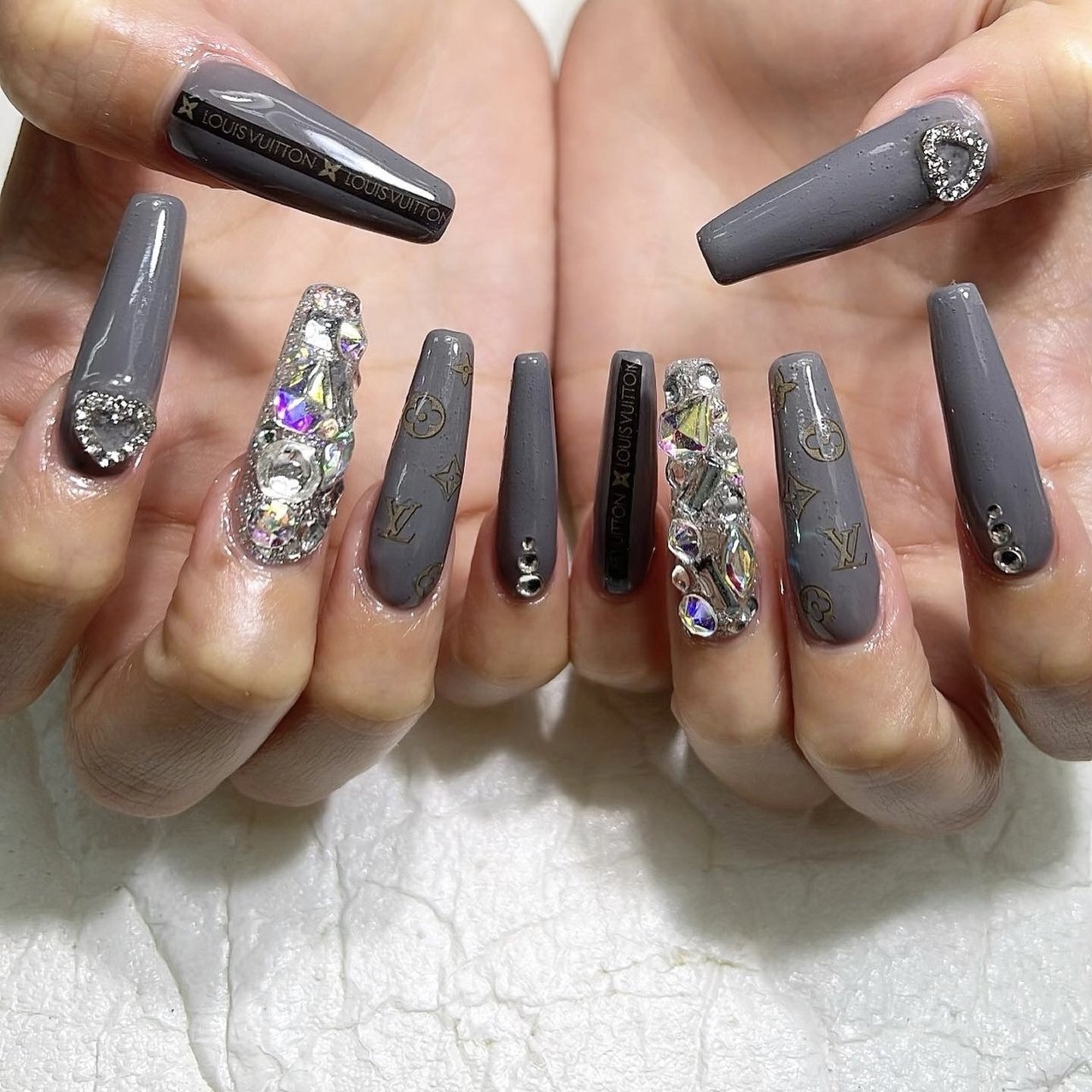 スーパーロング/グレー/シルバー/スモーキー/スカルプチュア - nail