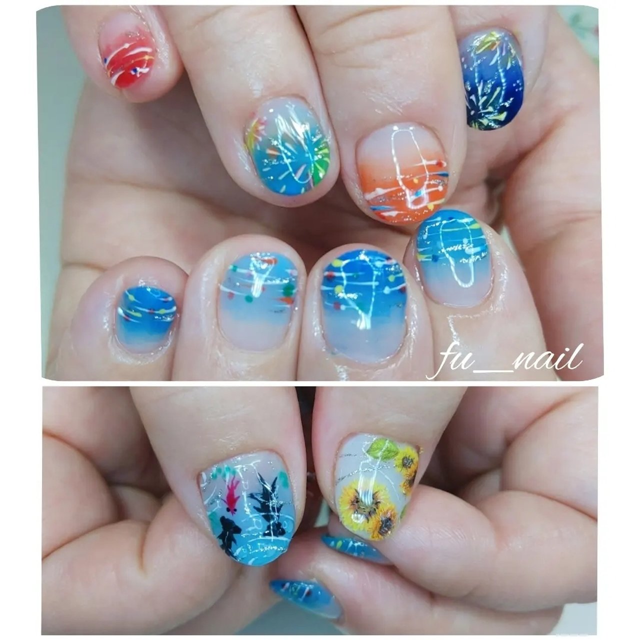 夏/ハンド/ヨーヨー/花火/金魚 - fu_nailのネイルデザイン[No.8222716 