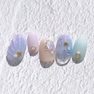 サイズオーダーネイルチップ キラキラ グラデーション 水滴シンプル 02】サイズオーダーネイルチップ キラキラ グラデーション 水滴