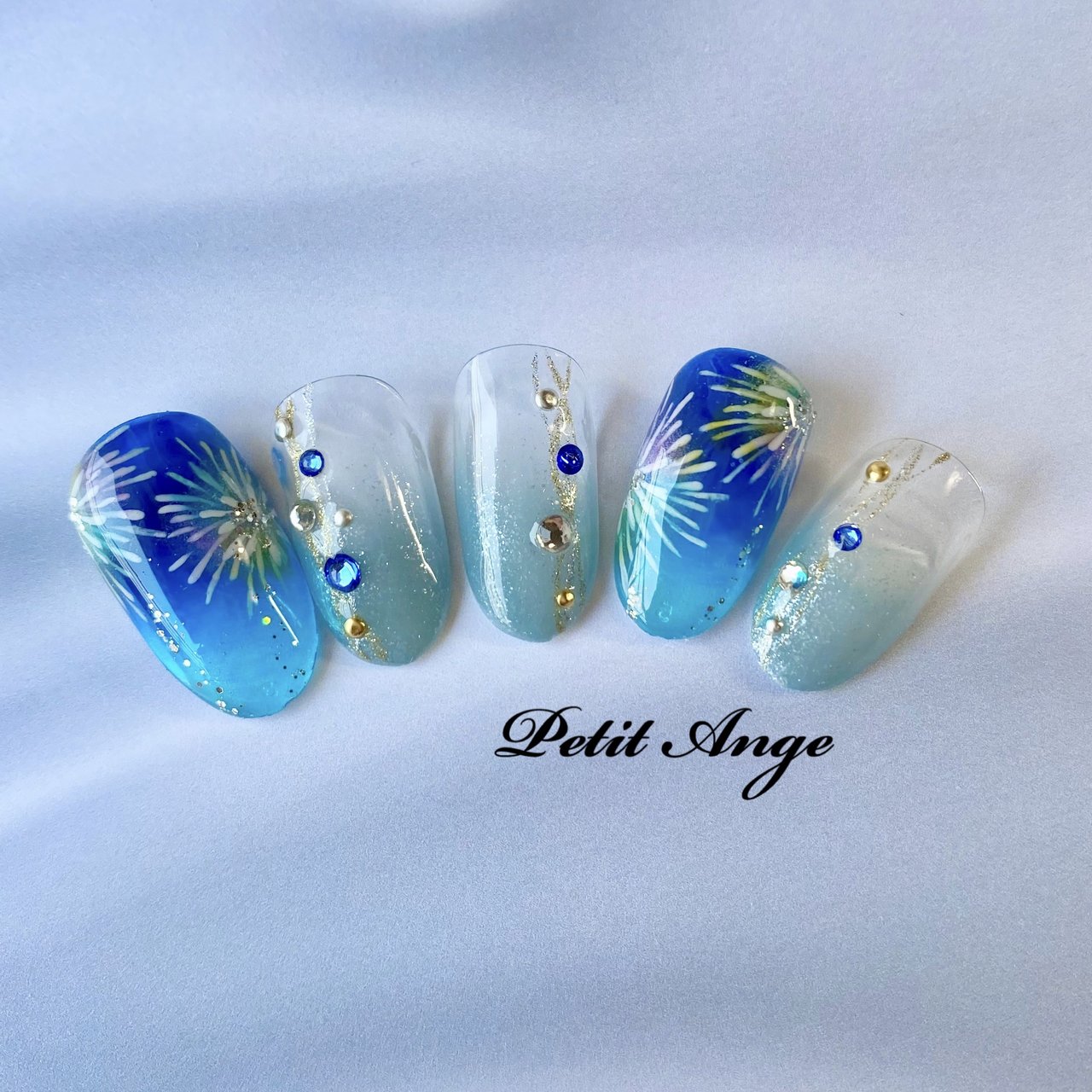 夏/浴衣/ハンド/キラキラ/シアー - Petit Angeのネイルデザイン[No