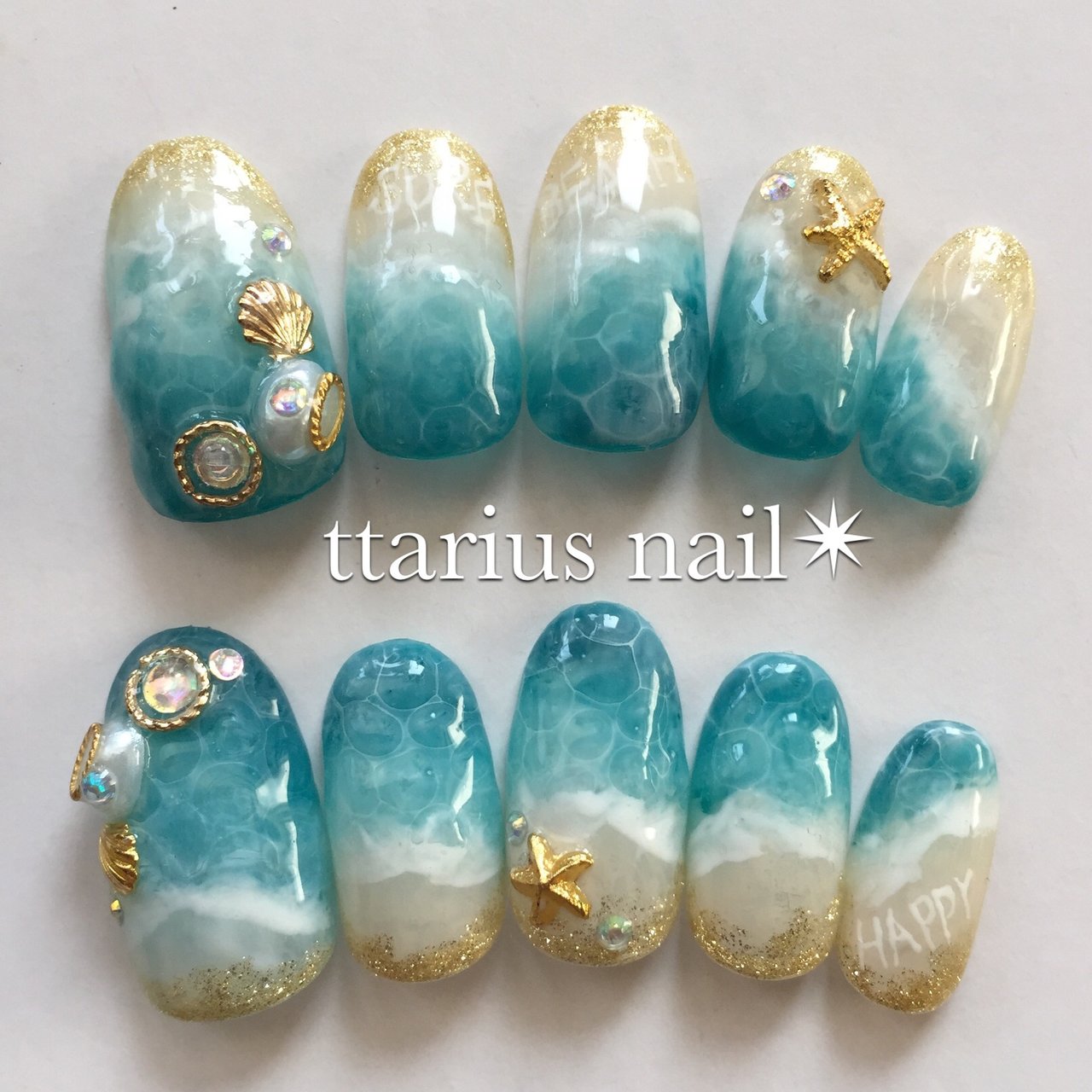 夏 旅行 海 ハンド ラメ Ttarius Nail のネイルデザイン No 271 ネイルブック