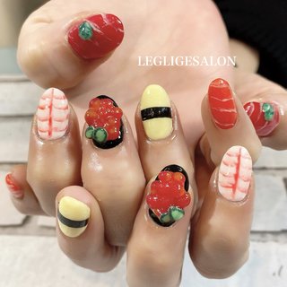 すしネイルのネイルデザイン｜ネイルブック お寿司 ネイルパーツ 3dパーツ