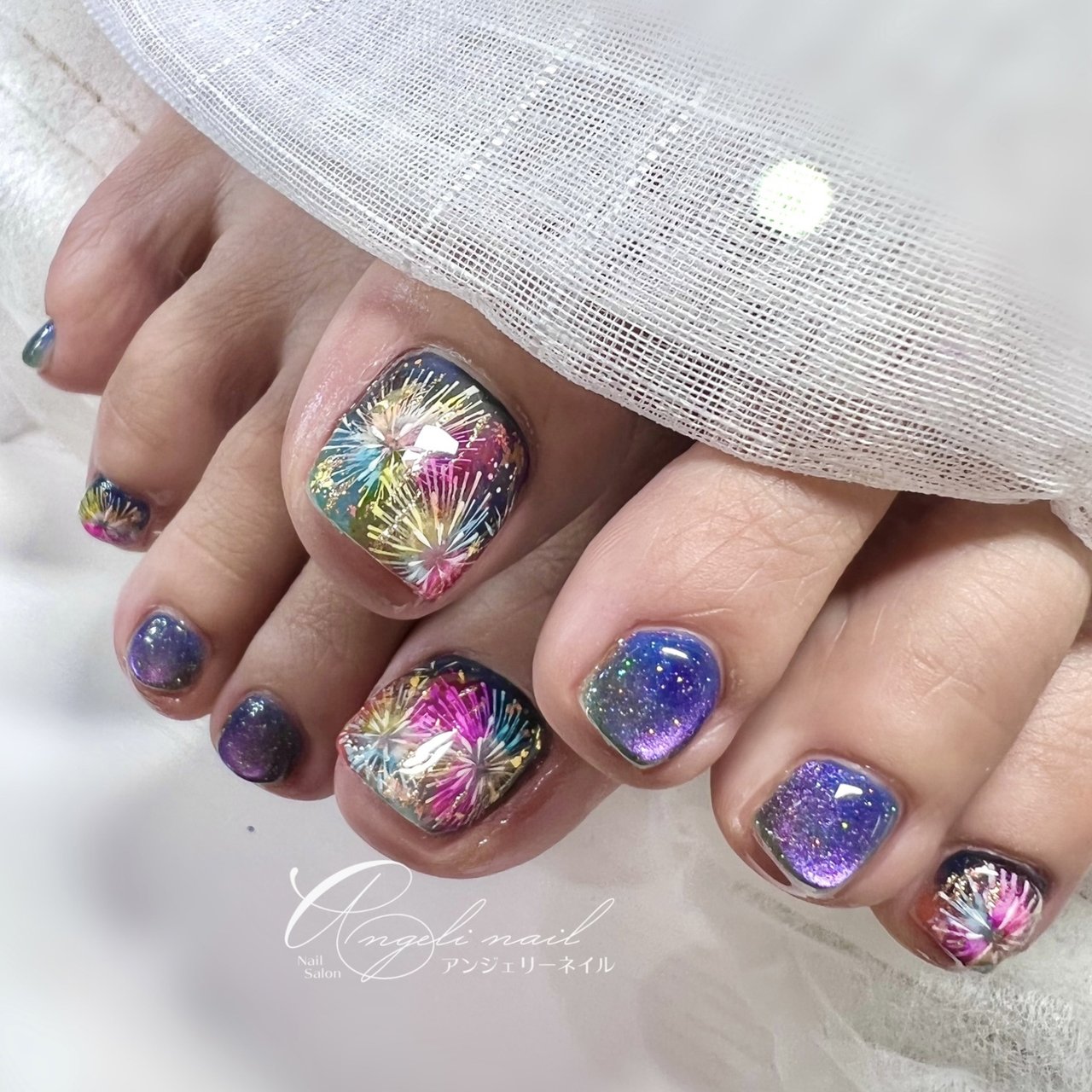 夏/浴衣/フット/マグネット/キラキラ - 北広島市ネイル◇Angeli nailの