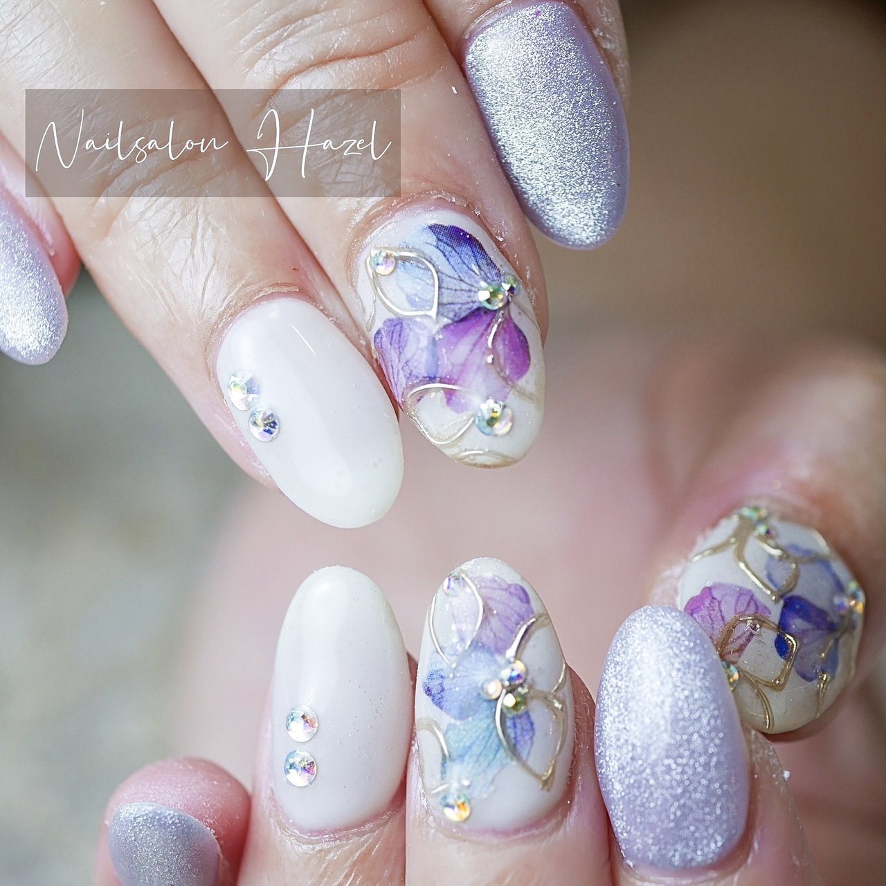 春/夏/ハンド/マグネット/押し花 - Nailsalon_Hazelのネイルデザイン