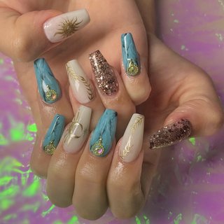 夏/ハンド/ロング/ネオンカラー/スカルプチュア - yura_2pppの