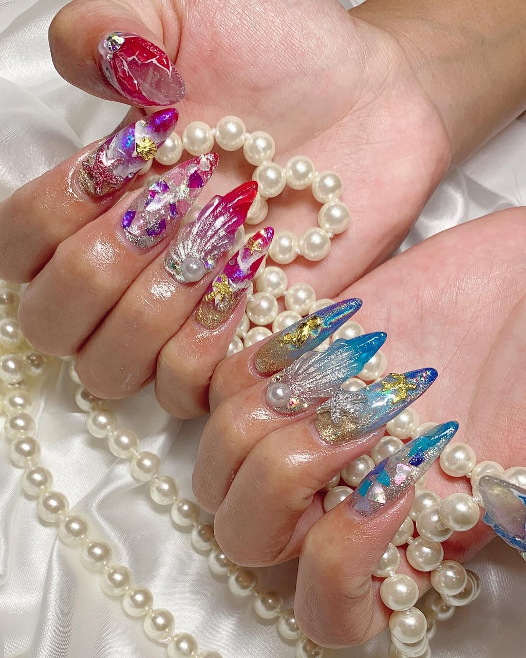 夏/シェル/マーメイド/クリア/ネオンカラー - k.nail2525のネイル
