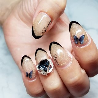 ネイルチップ スワロフスキー 透明 フレンチ ♡A Nail♡-