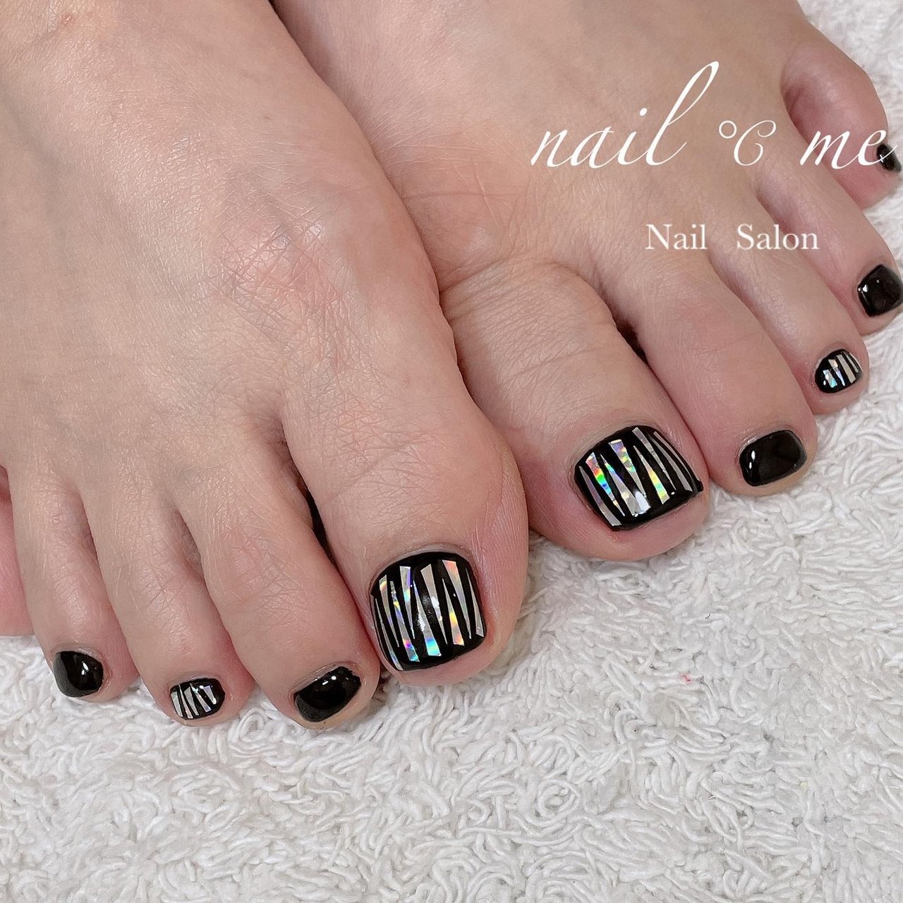 夏/フット/ホログラム/ブラック/ペディキュア - Nail ℃ me 