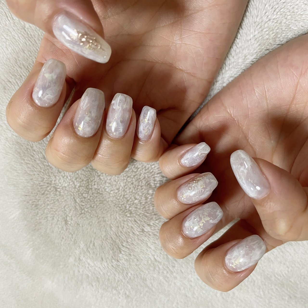 オーダーヴェールネイルニュアンスオーロラホワイトリボンワンホン韓国推しno.66 オーダーヴェールネイルニュアンスオーロラホワイトリボンワン