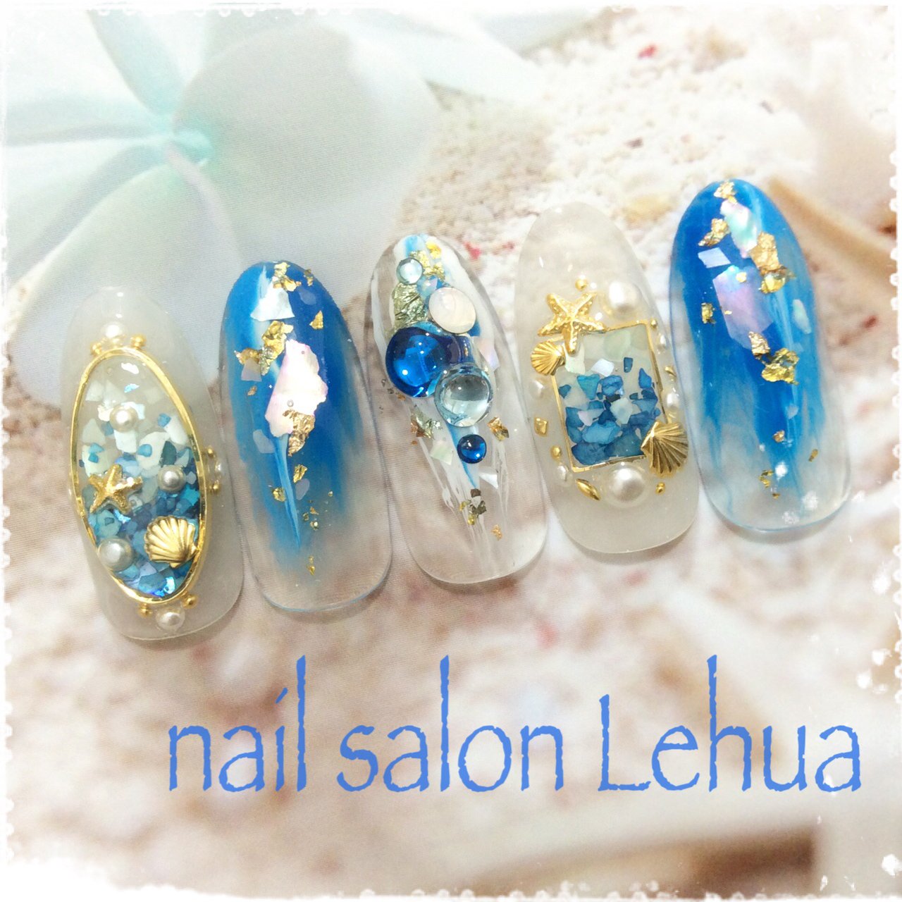 夏 海 リゾート パーティー ハンド Lehua レフア 大木萌子のネイルデザイン No ネイルブック