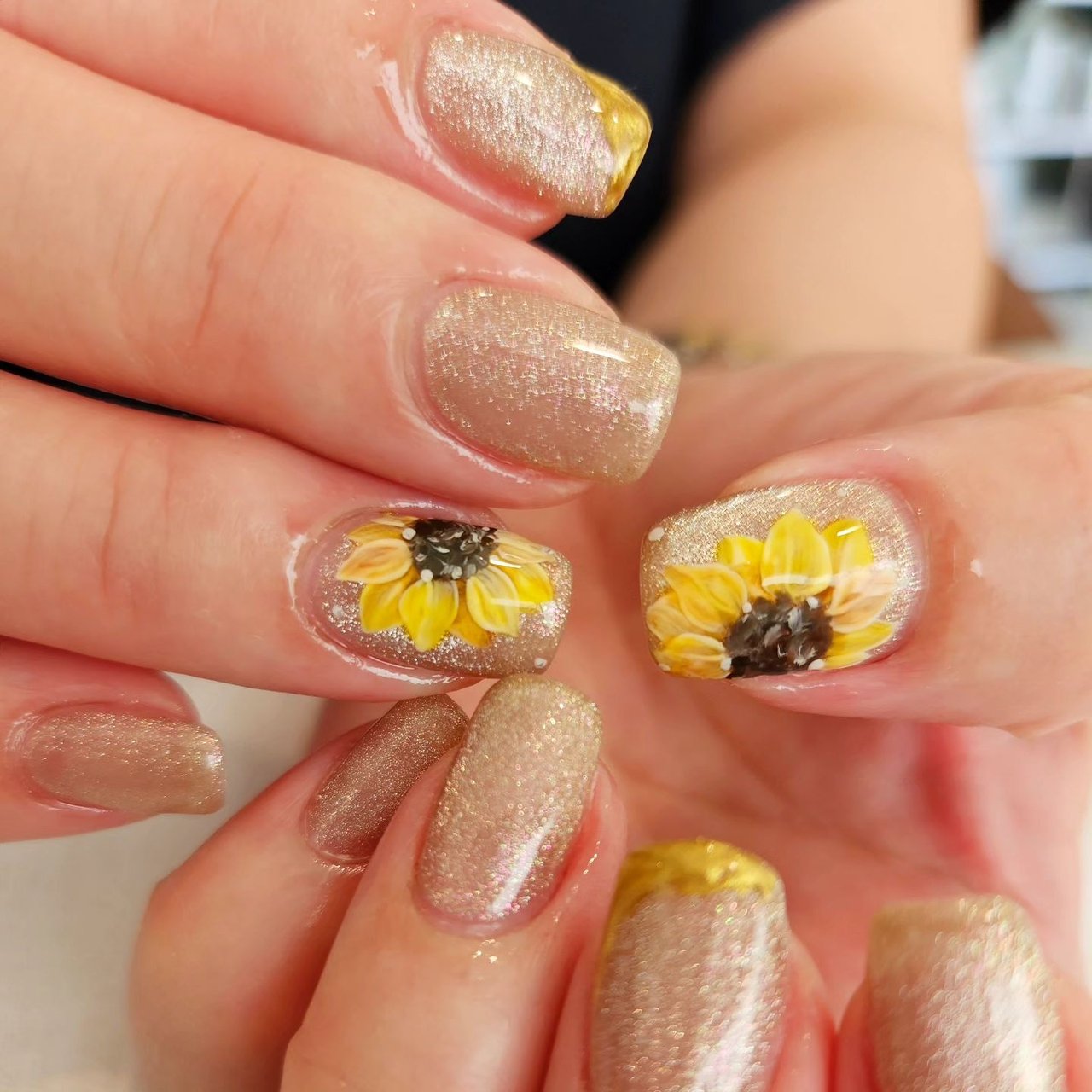 ネイルチップ サイズオーダー ひまわり ニュアンス 夏 フラワー ネイル