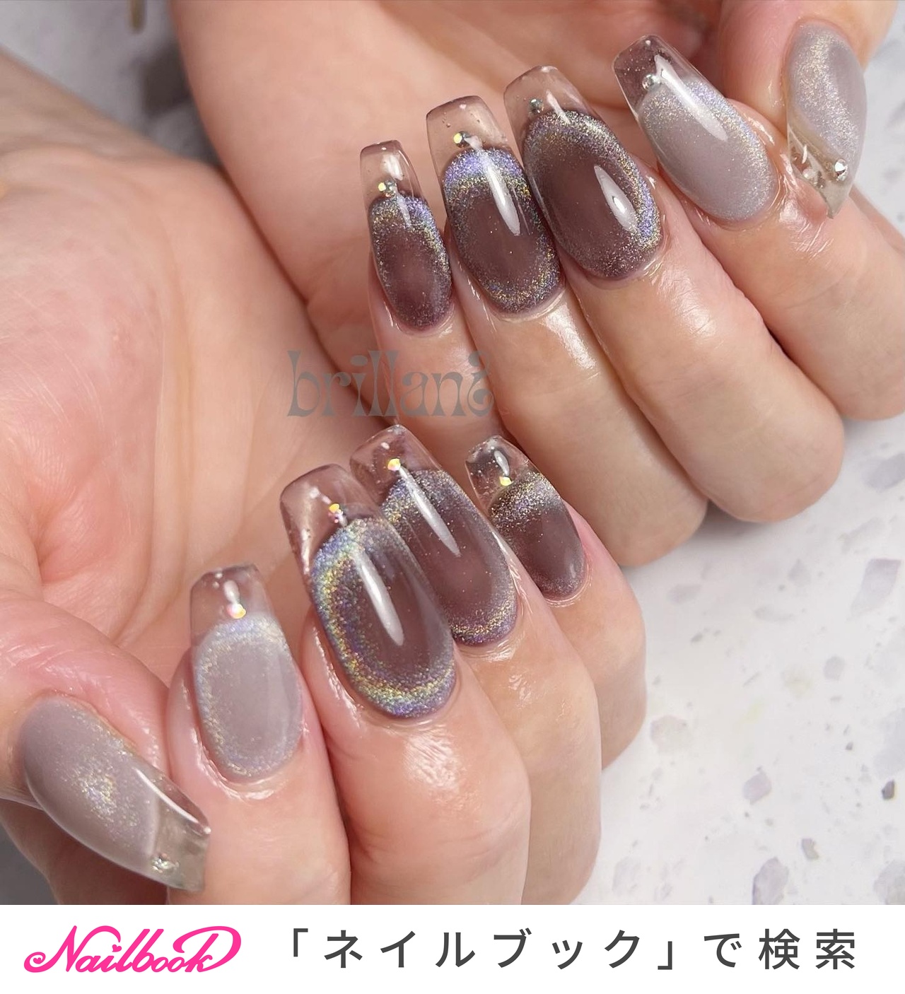 夏/秋/ハンド/フレンチ/マグネット - こみあぃのネイルデザイン[No