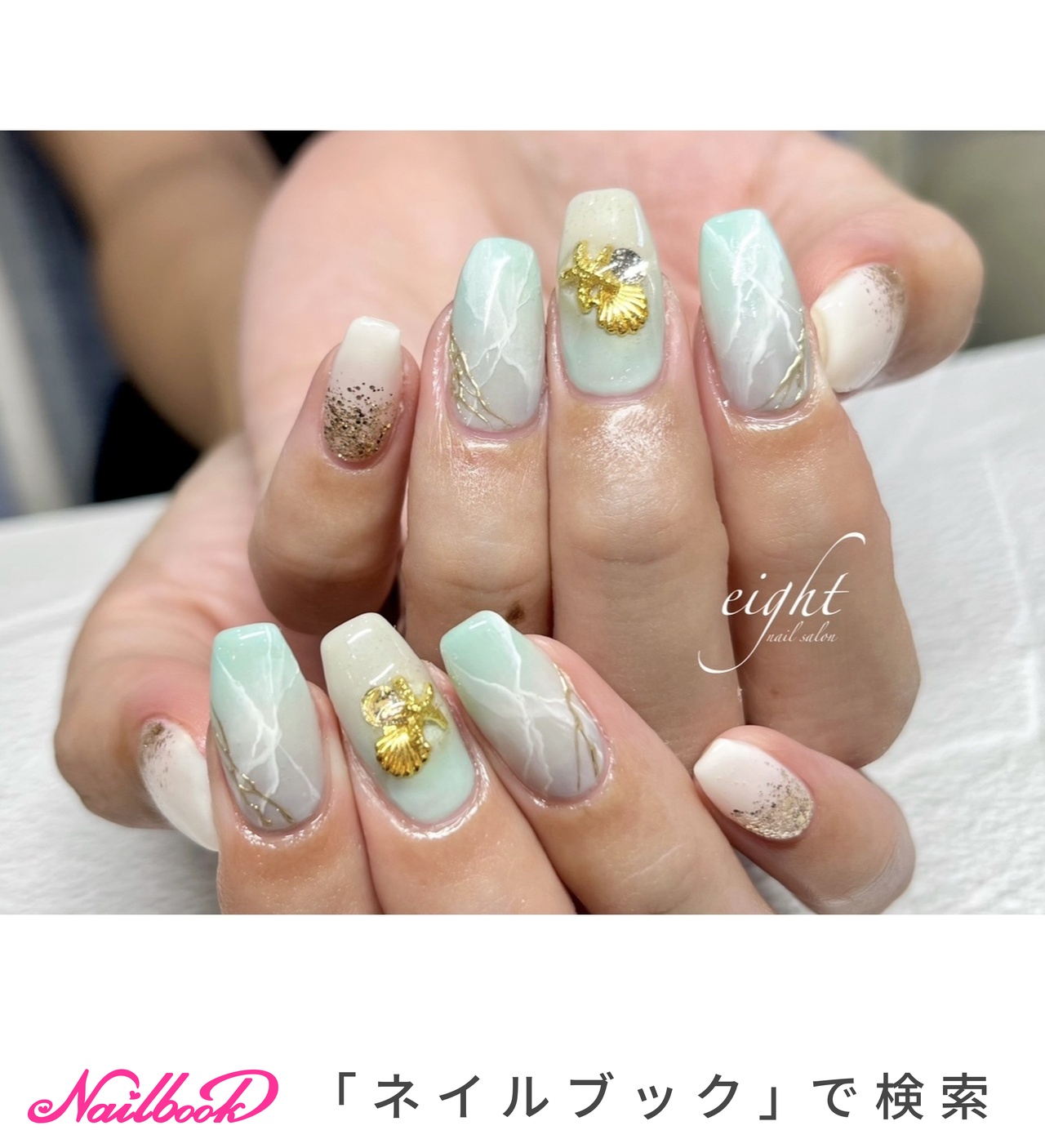 春ネイル 押し花 S♡mint - ネイルパーツ