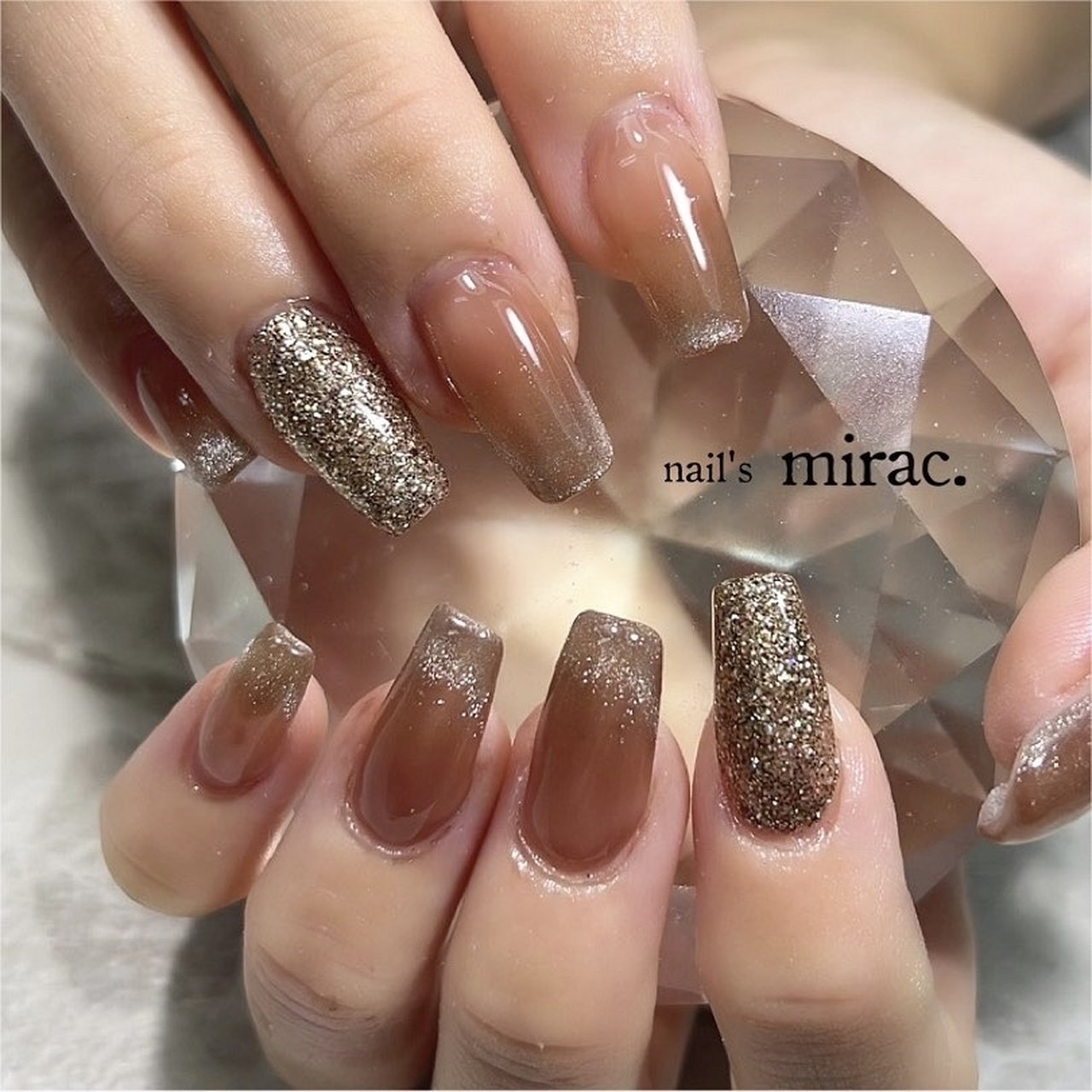 ブラウン/ゴールド/スモーキー - nail'smirac.☆林 智子のネイル