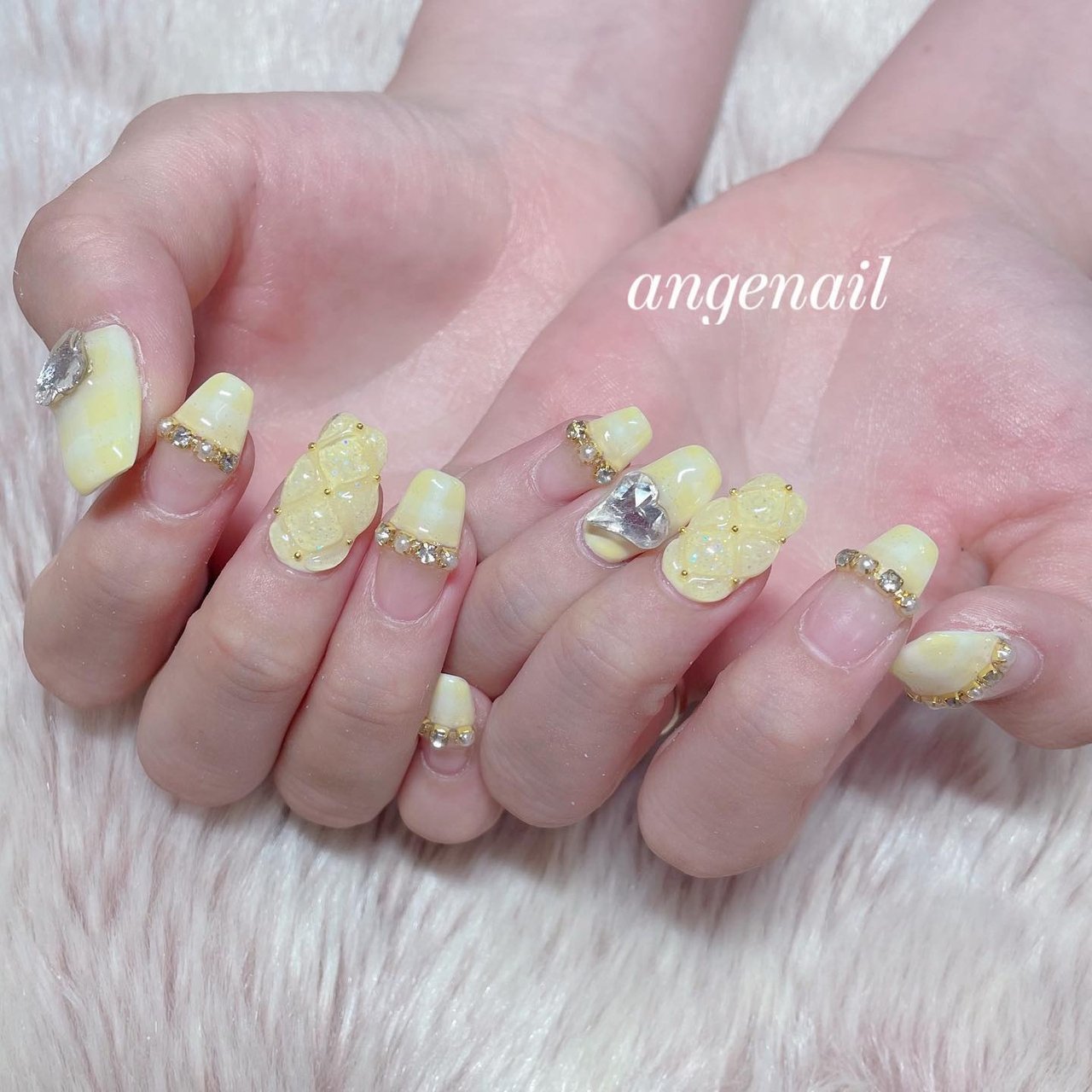 夏/チェック/キルティング/イエロー/パステル - angenail_MAKIのネイル  