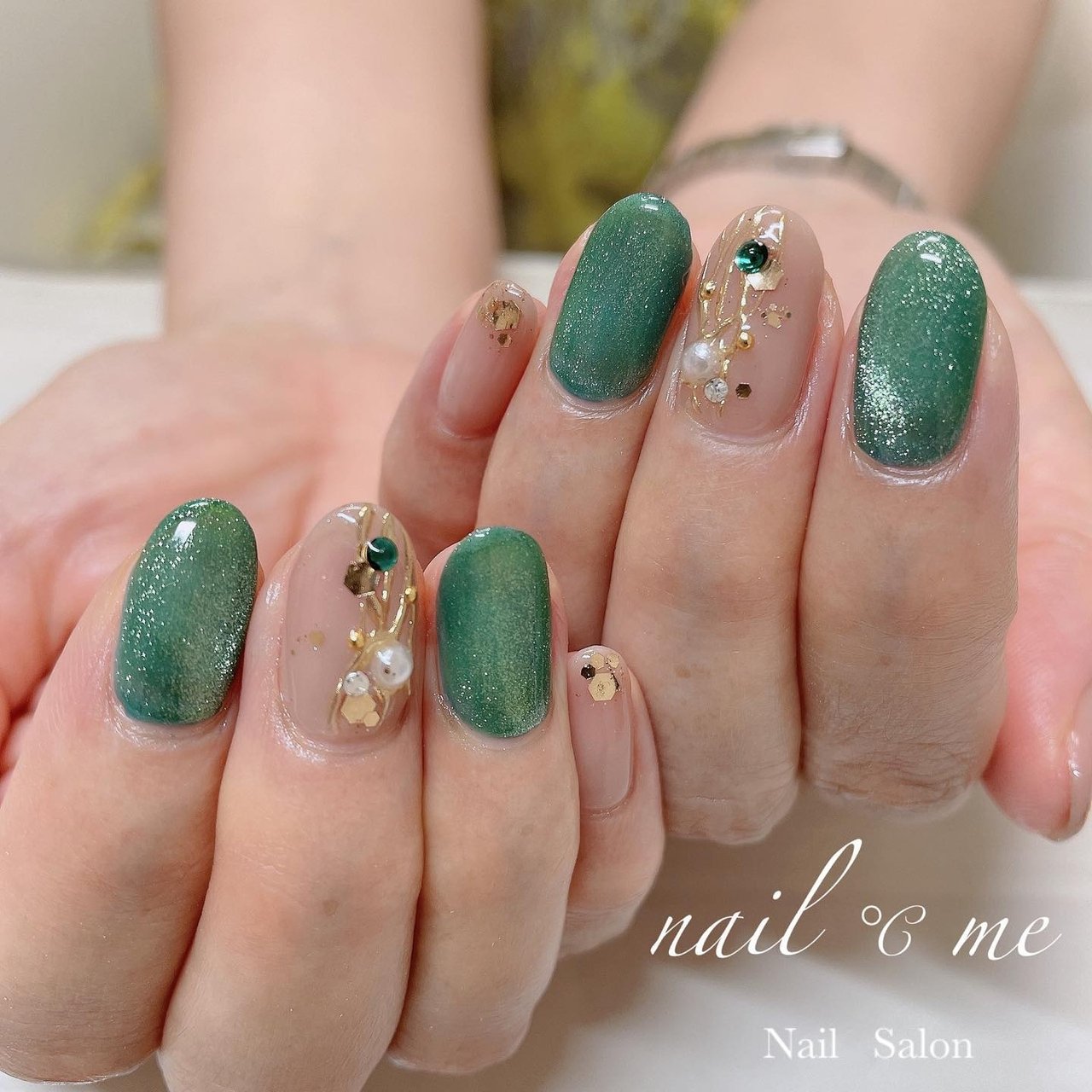 夏/ニュアンス/マグネット/グリーン - Nail ℃ me【ネイルドミー 】の