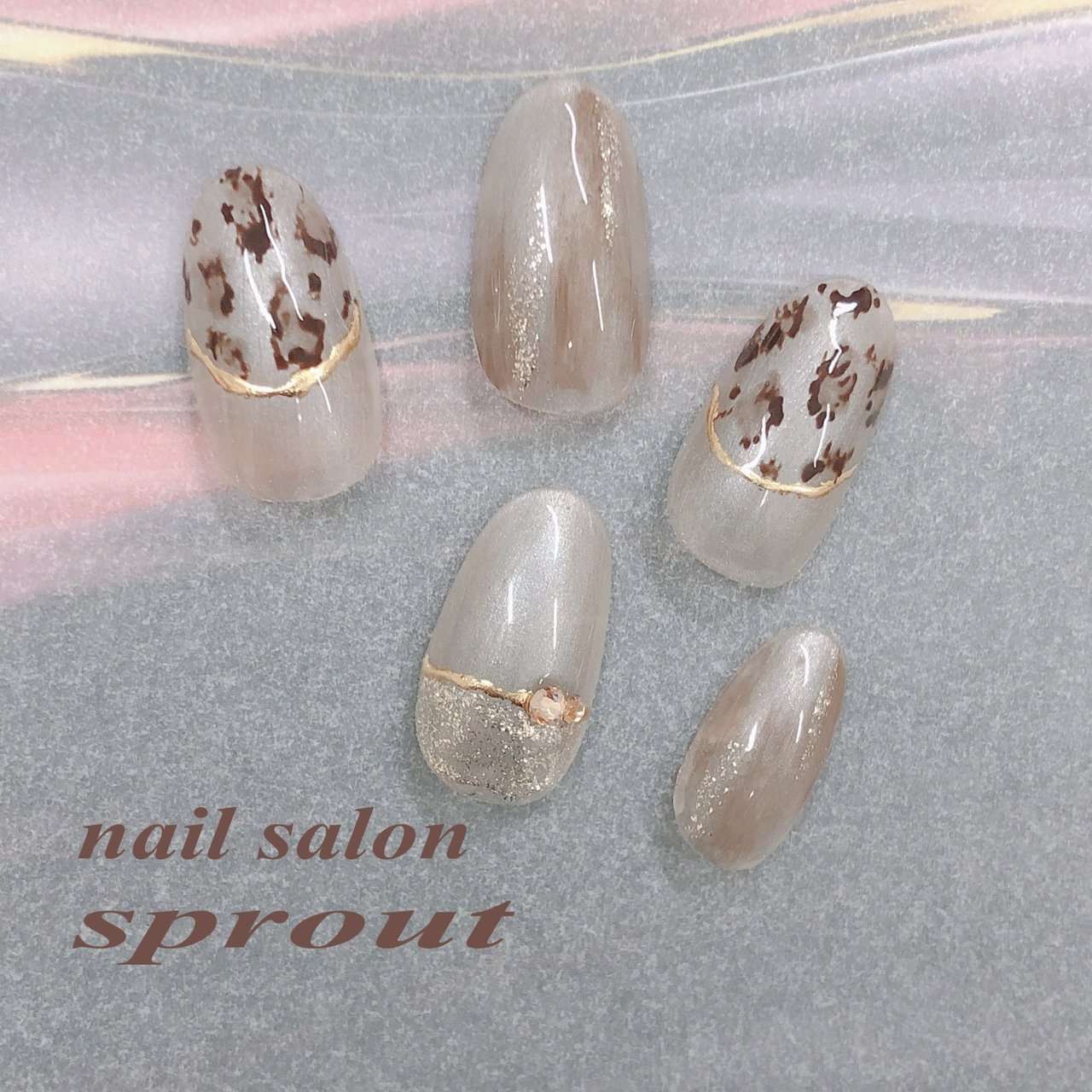 秋/フレンチ/ニュアンス/ミラー/レオパード - nailsalon sprout❤️池袋のネイルデザイン[No.8284850]｜ネイルブック