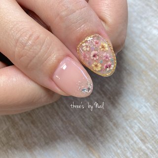 ♡涼しげドライフラワー♡ ネイルチップハンドメイド