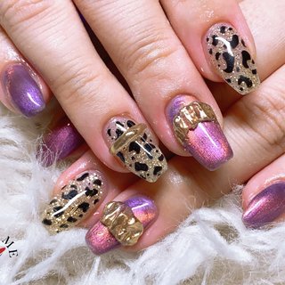 人気順｜パープル(紫)/#レオパードネイルのネイルデザイン(2ページ目  