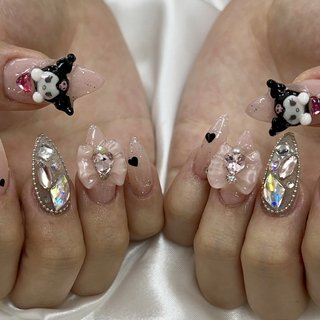 オーダー】ネイルチップ ぷっくりハート ホロネイル モノトーン