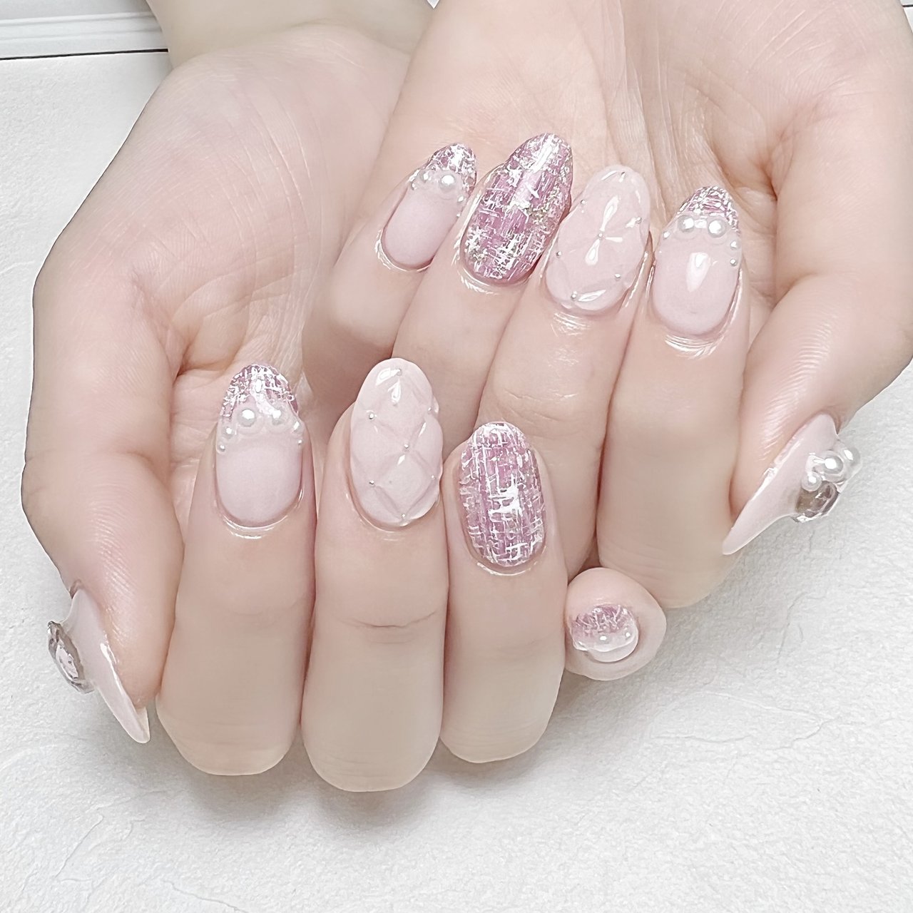 冬/お正月/ハンド/ツイード/キルティング - o.risatoのネイルデザイン