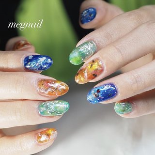 ブルー(青)/#推しネイルチップのネイルデザイン｜ネイルブック