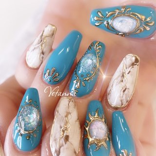 夏/大理石/ブローチのネイルデザイン｜ネイルブック 