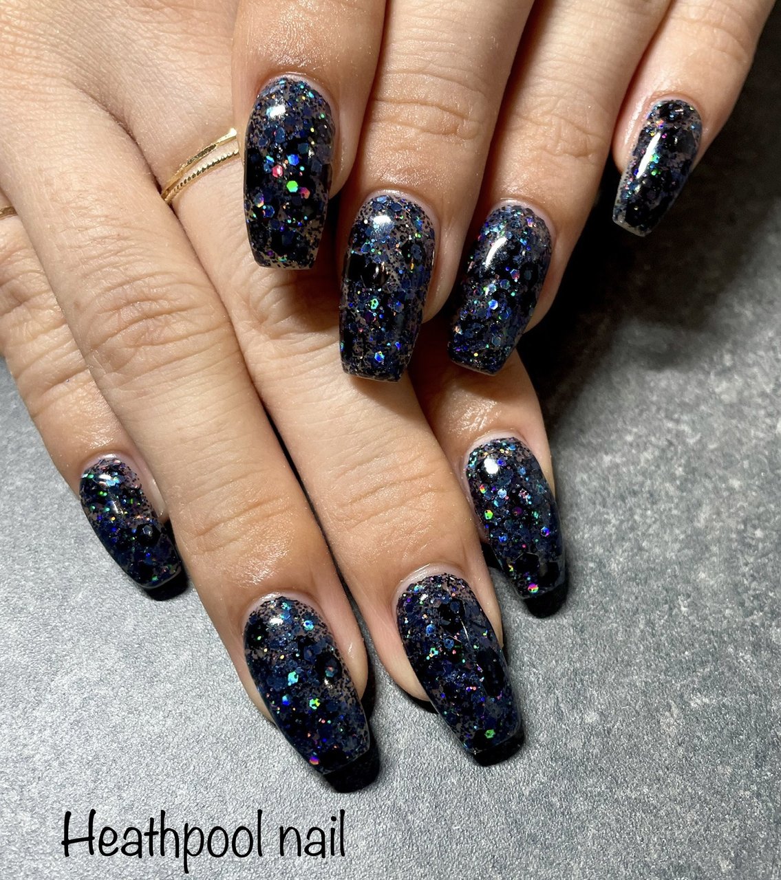 ハンド/ホログラム/ラメ/ワンカラー/ネイビー - heathpoolnailのネイル