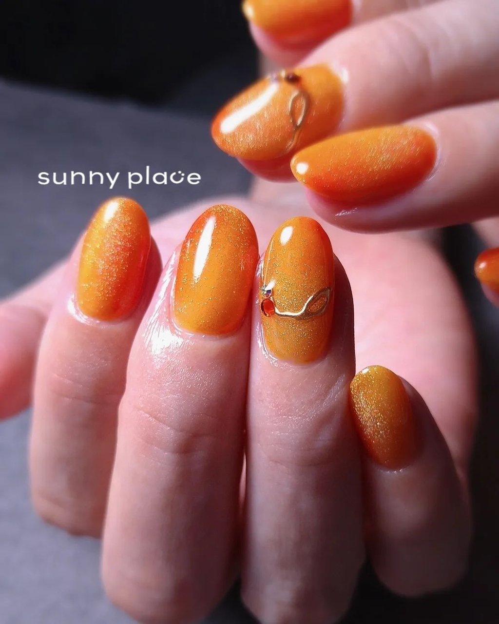 春/夏/ハンド/マグネット/オレンジ - 入間市 sunnyplace_nailのネイル