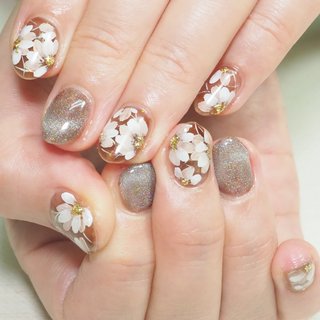 奥行きフラワーのネイルデザイン｜ネイルブック 