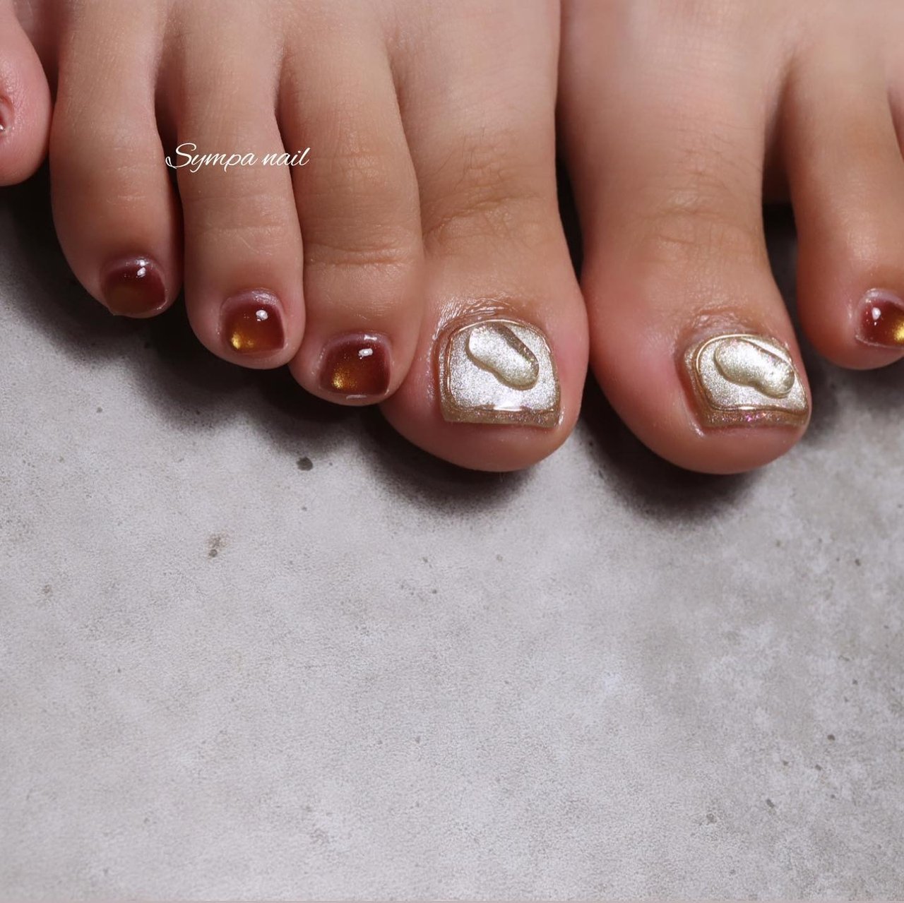 【フットネイル】マグネット ニュアンス ネイルチップ フットお任せネイル😄 ニュアンスべっ甲 #べっ甲 #べっ甲ネイル