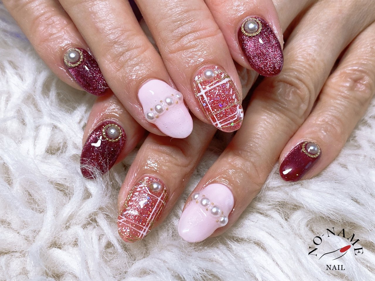 ネイルチップ　オーダー専用　バレンタイン　冬　ニット　チェック柄　マグネット c72cefebf5a5d57a721989088464a5