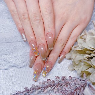 ネイルチップ ワンホン フレンチ クリアストーン ビジュー