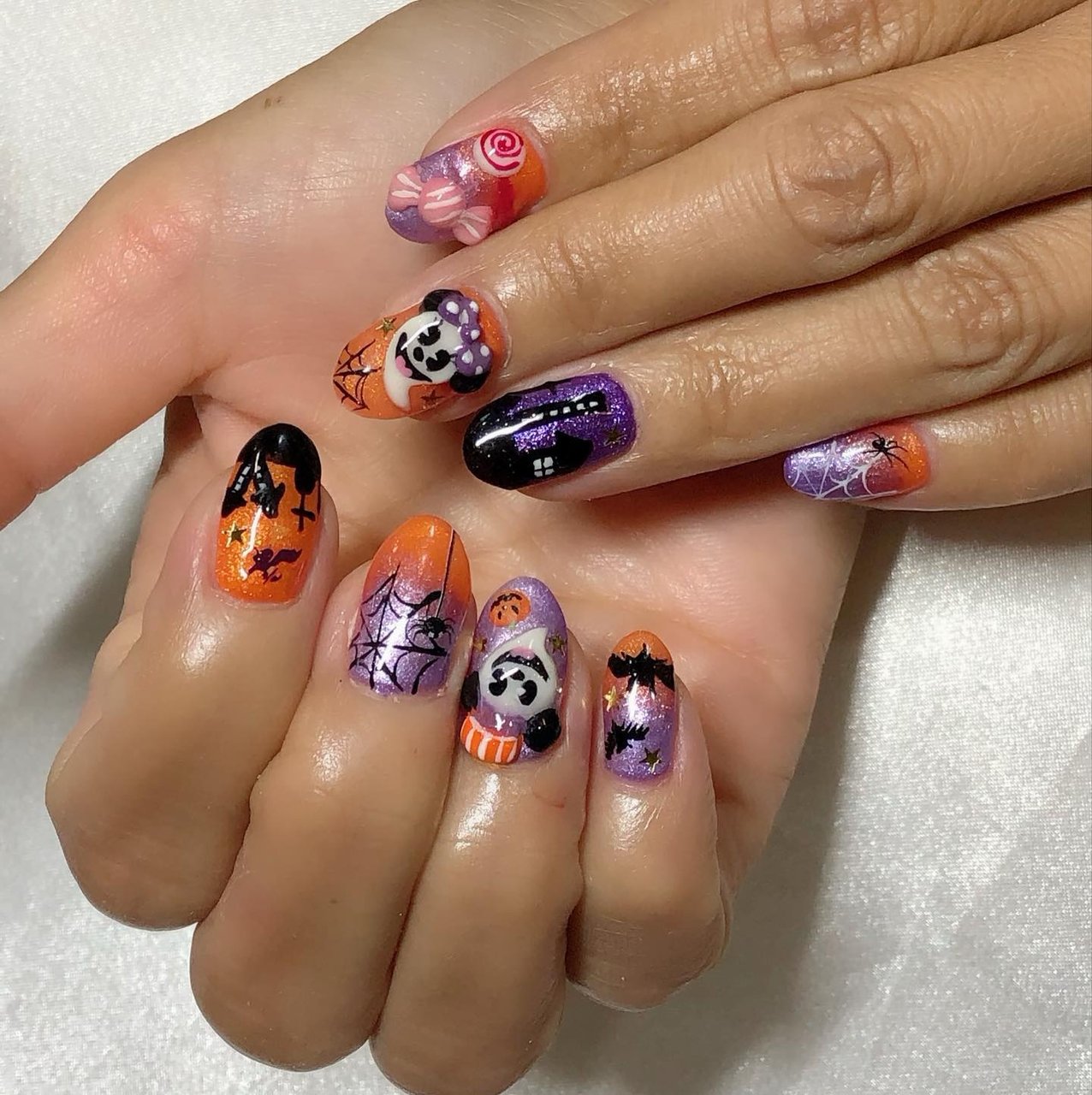 ハロウィン/ハンド/ミディアム/オーバル/オレンジ - ecn_nailのネイル