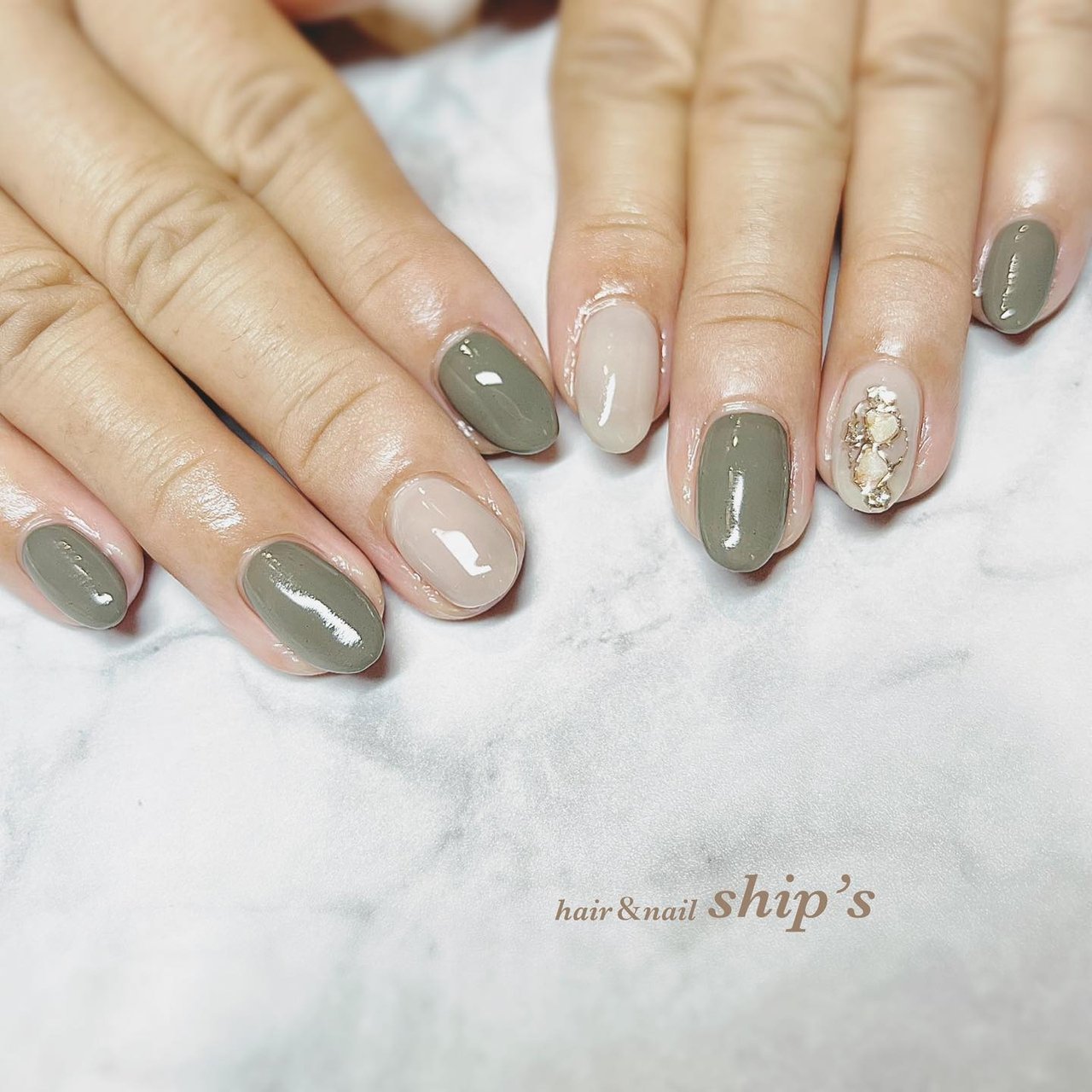 秋/シンプル/ニュアンス/べっ甲/大人 - ship's♡のネイルデザイン[No