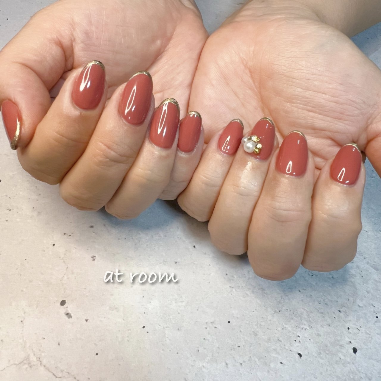 オーダーネイルチップ No.114 秋冬 暖色系 大人 上品デザイン 秋/冬