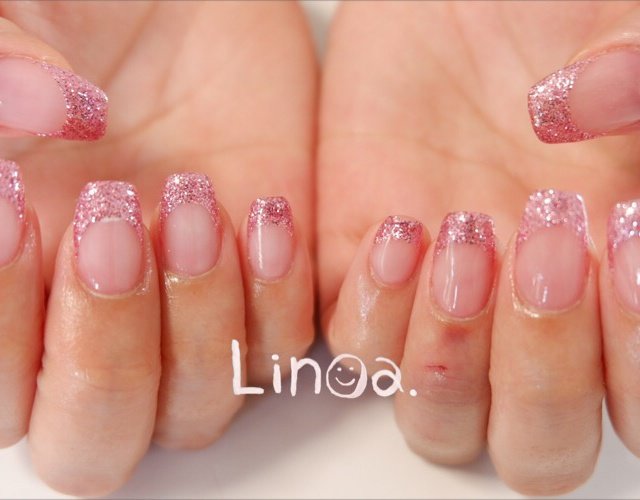 オールシーズン オフィス ブライダル フレンチ ラメ Linoa Nailのネイルデザイン No ネイルブック