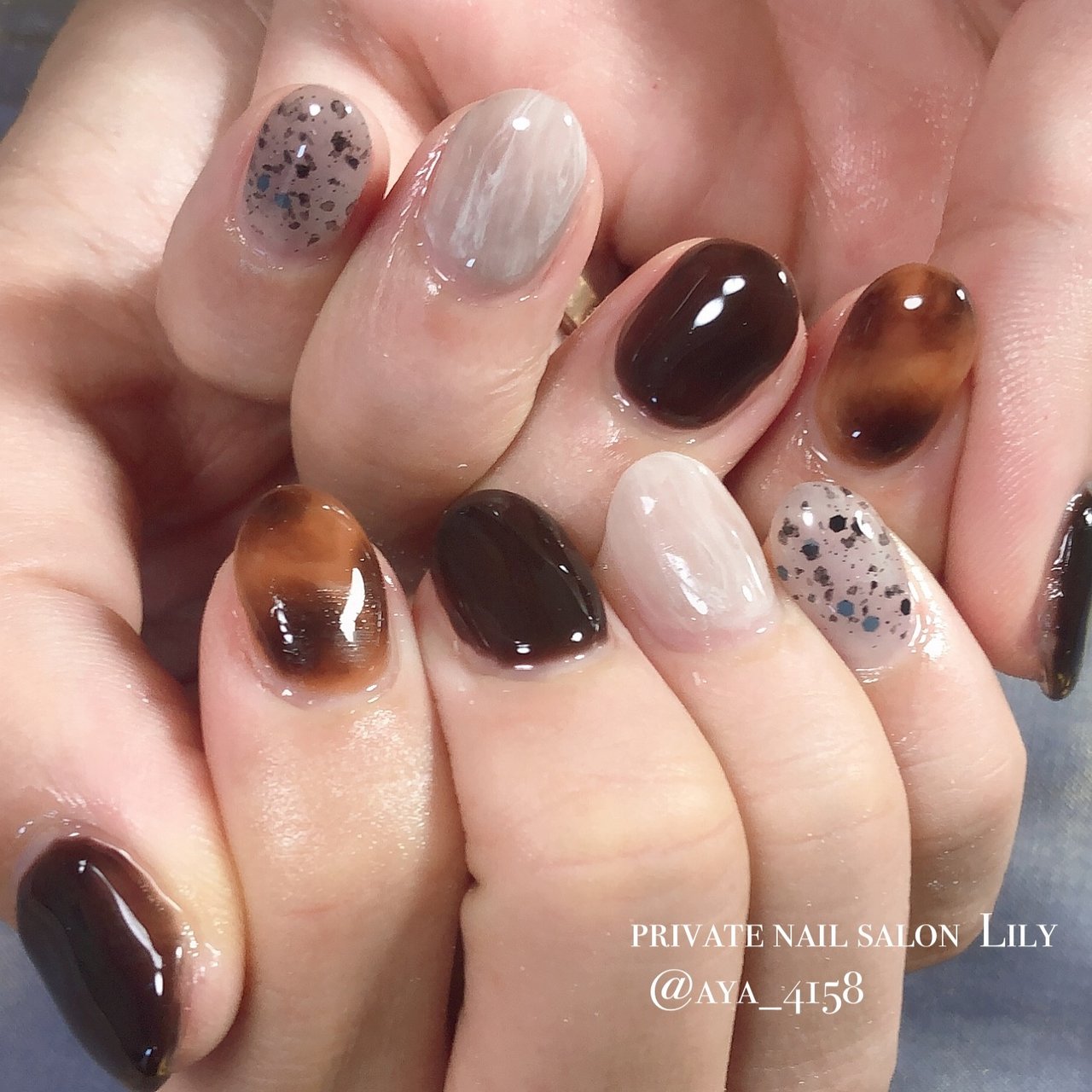 秋/ハンド/ニュアンス/べっ甲/ショート - aya_4158のネイルデザイン[No