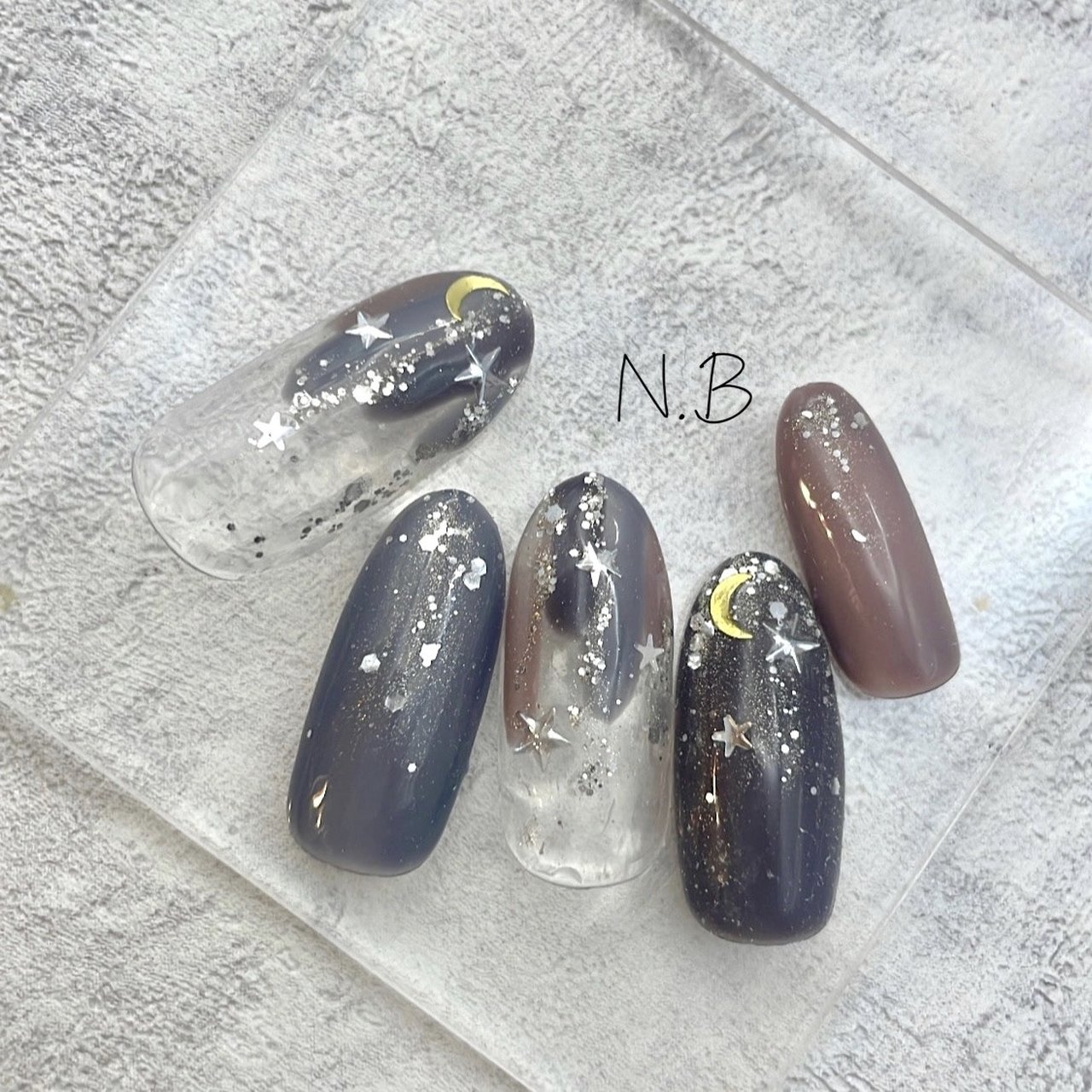 No.340　ネイルチップ　ニュアンス　キラキラ　シェル　秋　星　ハロウィン No.340 ネイルチップ ニュアンス キラキラ シェル 秋 星