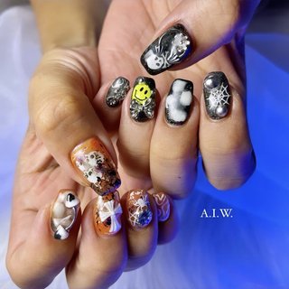 ハロウィンカラー クロムハーツ ネイルパーツ 12個