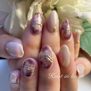 ボルドーべっ甲ニュアンスネイル 赤べっ甲 ゴールド 韓国 ベージュ 秋