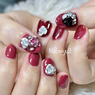 ネイルチップ オーダーネイル マグネット 薔薇 バラ