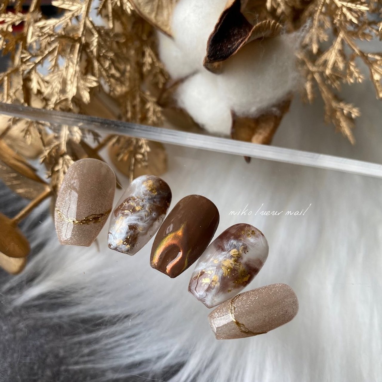 ブラウン/ネイルチップ - Lueur_nailのネイルデザイン[No.8395350
