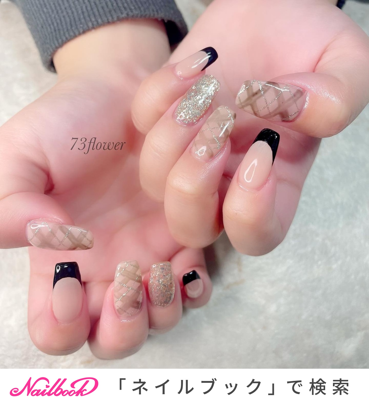 【着画あり】くまネイル　アーガイル柄ネイル　癒しネイル　シンプルネイル アーガイルネイル⁣のネイルデザイン｜ネイルブック