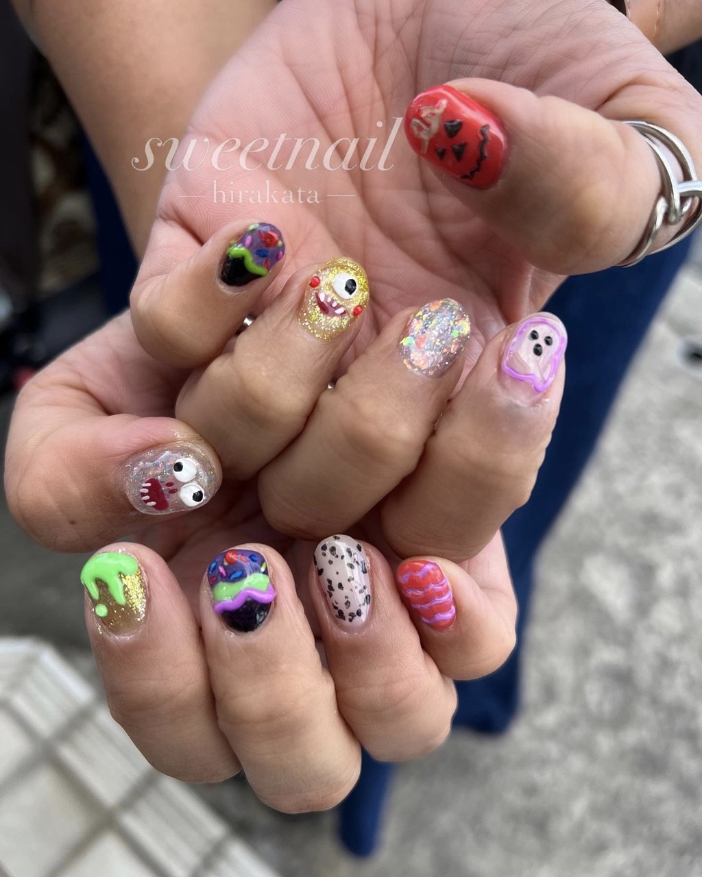 ハロウィン/カラフル/ジェルネイル/お客様 - 枚方市山之上ネイルサロン