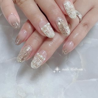 白ツイードのネイルデザイン｜ネイルブック