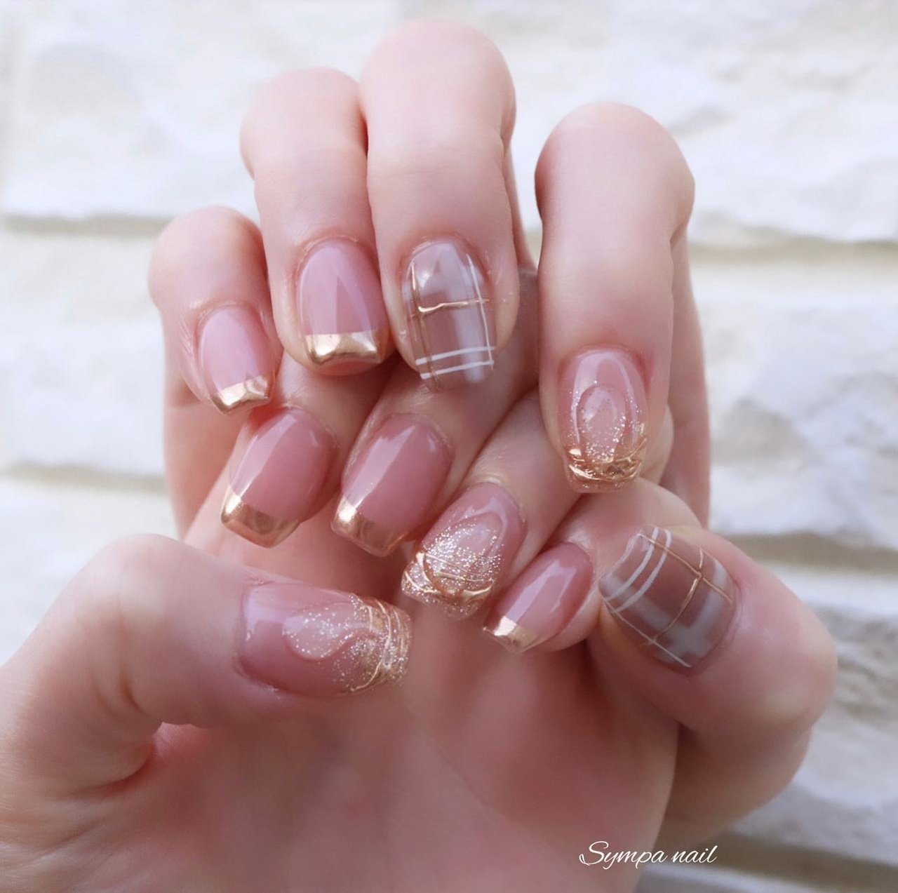 チェック/ニュアンス/ミラー - Sympa nailのネイルデザイン[No.8401498